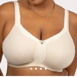 Curvy couture Cotton Luxe Unlined Wireless Bra 36DD NEW